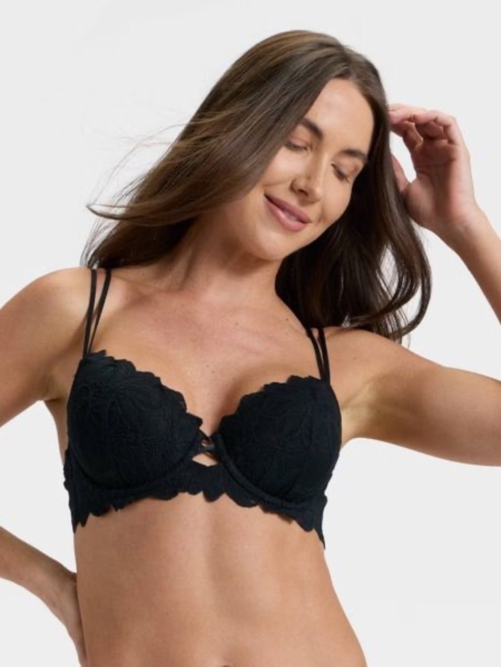 Auden Women's Lace Lightly Lined Demi
Bra, Size 34A- Black